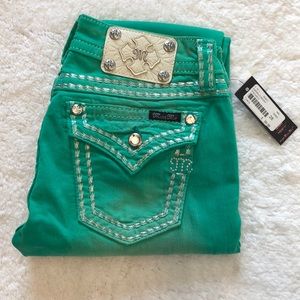 Miss Me Emerald Sig. Rise Skinny 28/31 $100 NWT